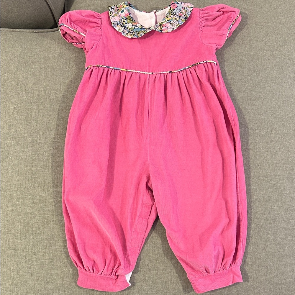 Prim and Proper Pink Corduroy Girls Romper